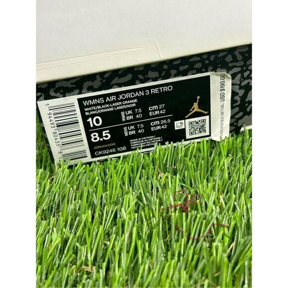 CLEAN OG ALL Size 10w/8.5m Jordan‎ 3 Laser Orange - Picture 10 of 10